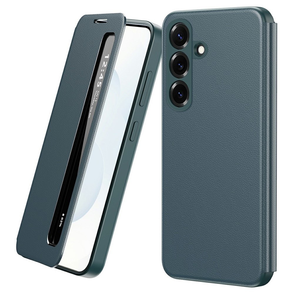 Husa pentru Samsung Galaxy A56 Smart View din piele, Raspuns apel fara deschidere, Protectie 360°, Inchidere Magnetica, Protectie Sporita, Verde