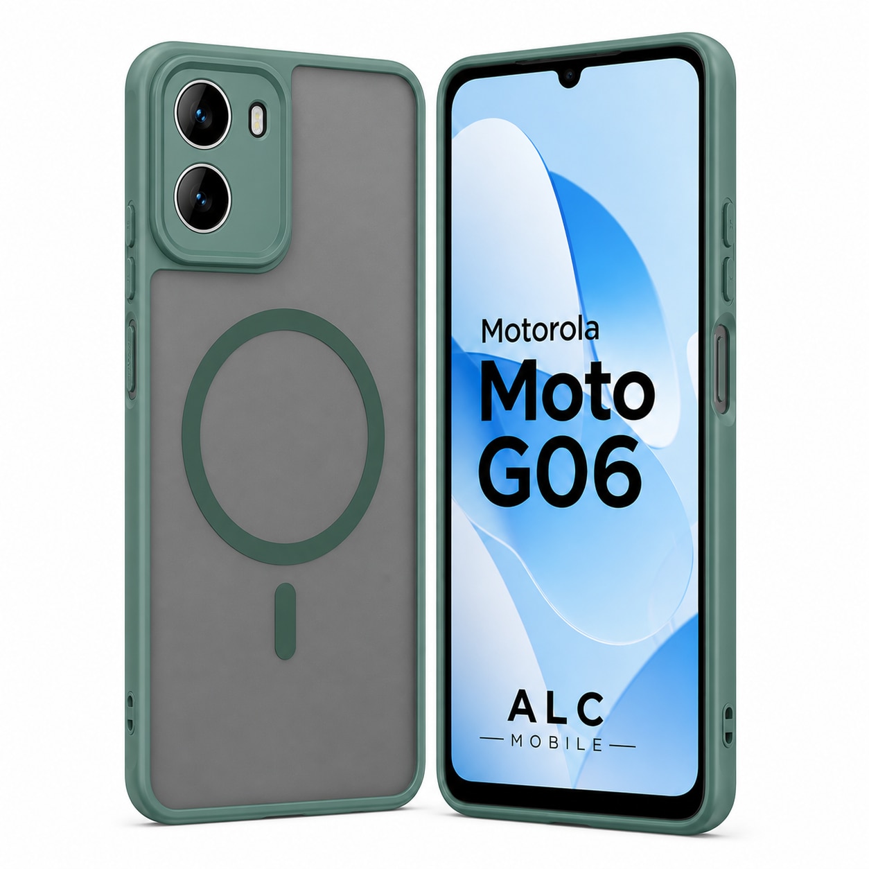 Husa pentru Motorola G06, Matte MagSafe, Protectie 360, Anti-Soc, Protectie Camera, Verde