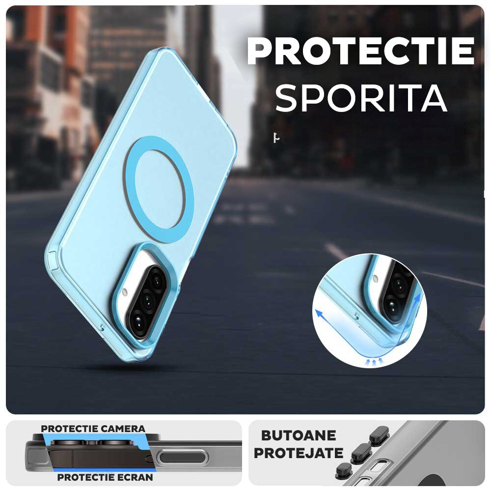 Husa pentru Samsung Galaxy A26 5G DaDen® CandyCase MagSafe, Antisoc, Incarcare wireless, Butoane protejate, Albastru