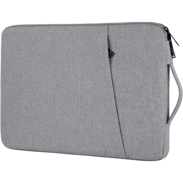 Husa laptop 14 inch, protectie soc, gri, cu maner, slim