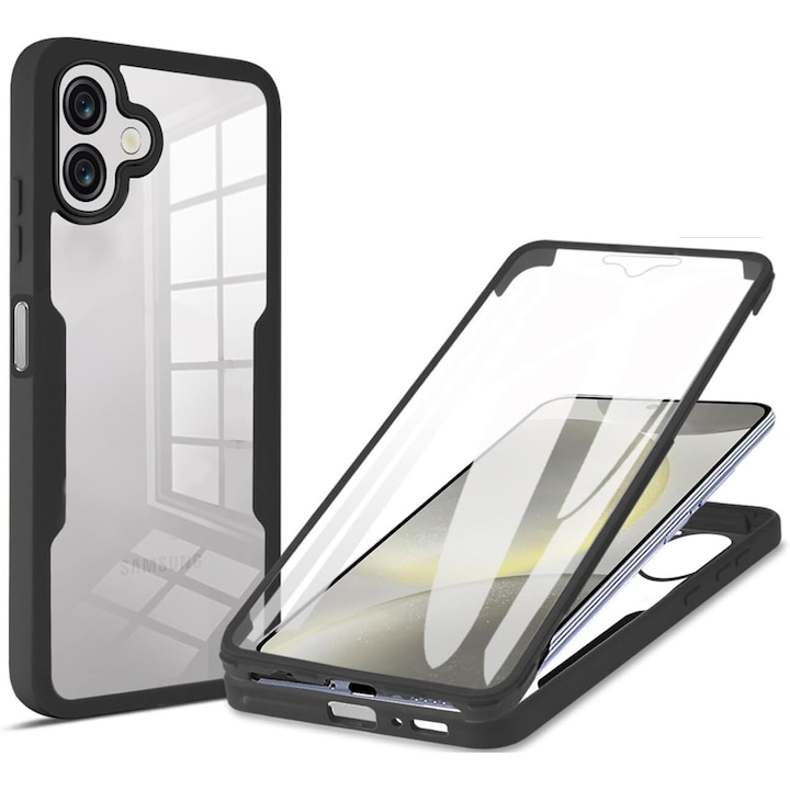 Pachet 360: Husa cu folie integrata pentru Samsung Galaxy A06 Cover360 fata / spate - negru