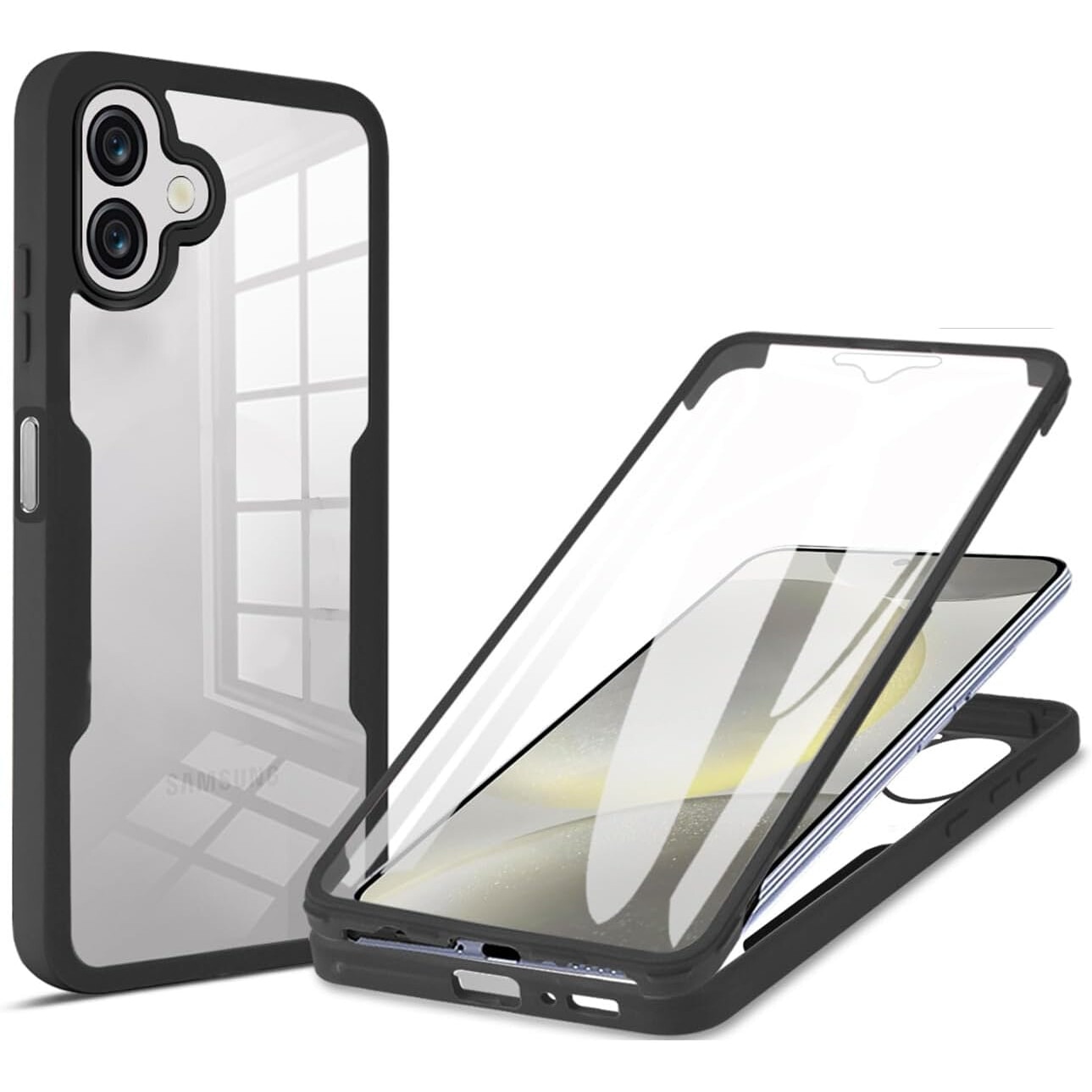 Pachet 360: Husa cu folie integrata pentru Samsung Galaxy A06 Cover360 fata / spate - negru