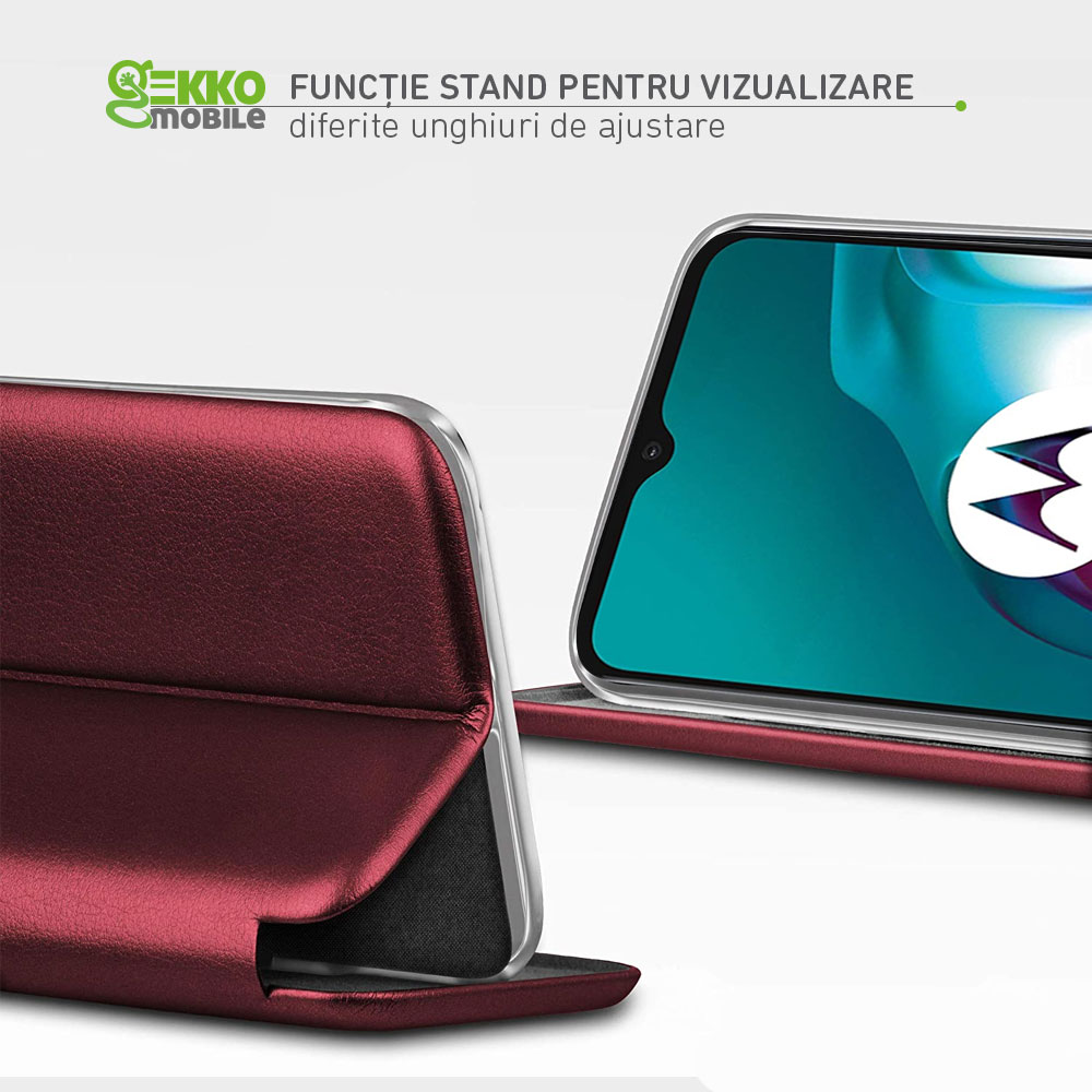 Husa pentru Motorola Moto G10 / Moto G20 / Moto G30, tip carte, inchidere Magnetica, buzunar Card, Functie Stand, Piele-Eco cu interior Microfibra, Open 360°, Bordo