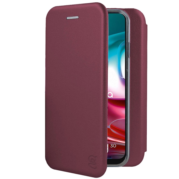 Husa pentru Motorola Moto G10 / Moto G20 / Moto G30, tip carte, inchidere Magnetica, buzunar Card, Functie Stand, Piele-Eco cu interior Microfibra, Open 360°, Bordo