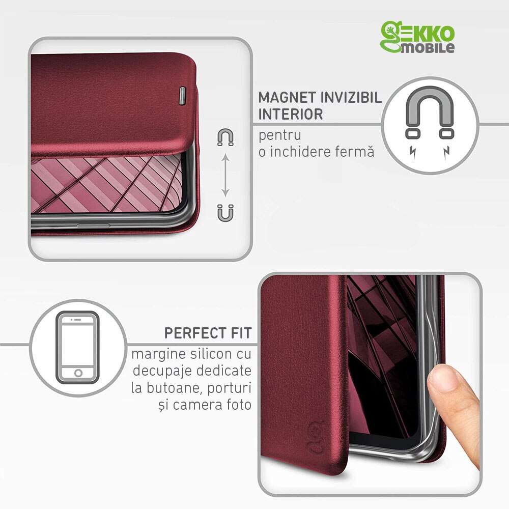 Husa pentru Motorola Moto G10 / Moto G20 / Moto G30, tip carte, inchidere Magnetica, buzunar Card, Functie Stand, Piele-Eco cu interior Microfibra, Open 360°, Bordo