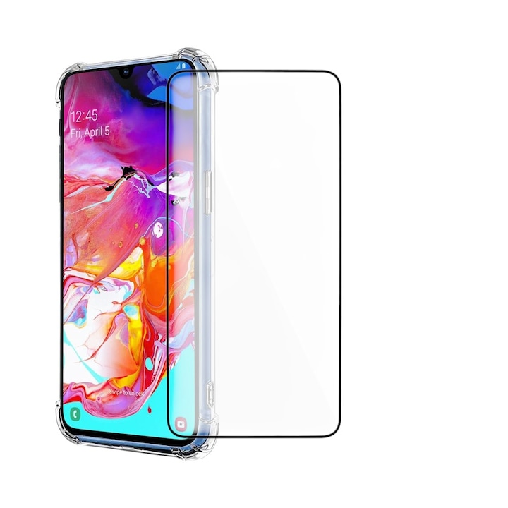 Set folie sticla securizata si Husa Military-Grade AntiShock pentru Huawei P60 Pro, Silicon Flexibil, TPU Bumper, Anti-Yellow, High Tech, Transparenta