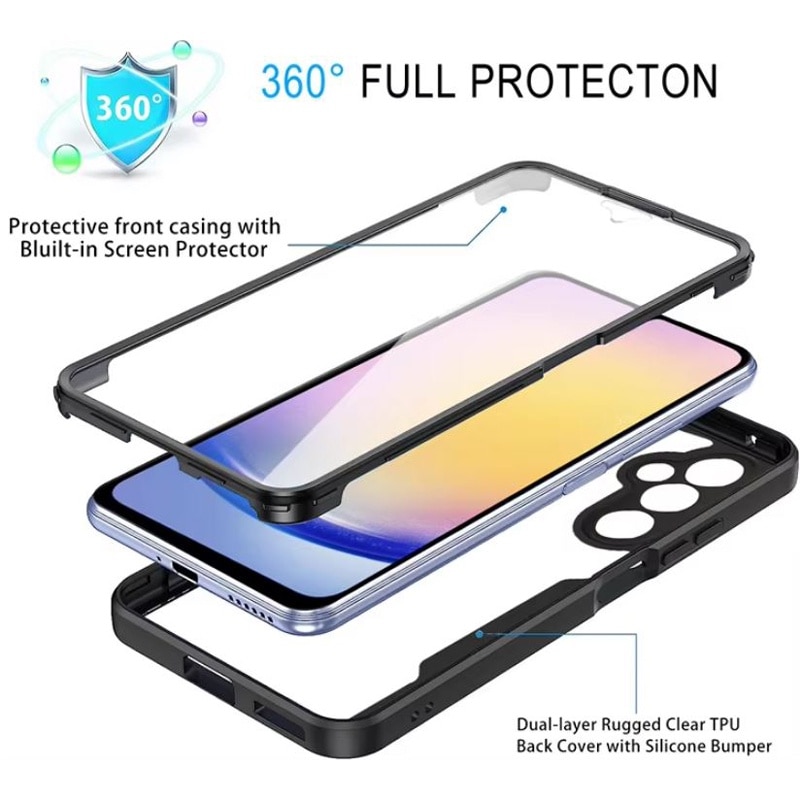 Husa Protectie Full Armor 360 pentru Samsung Galaxy S25/S24, Carcasa Fata + Spate, Protectie completa, Negru