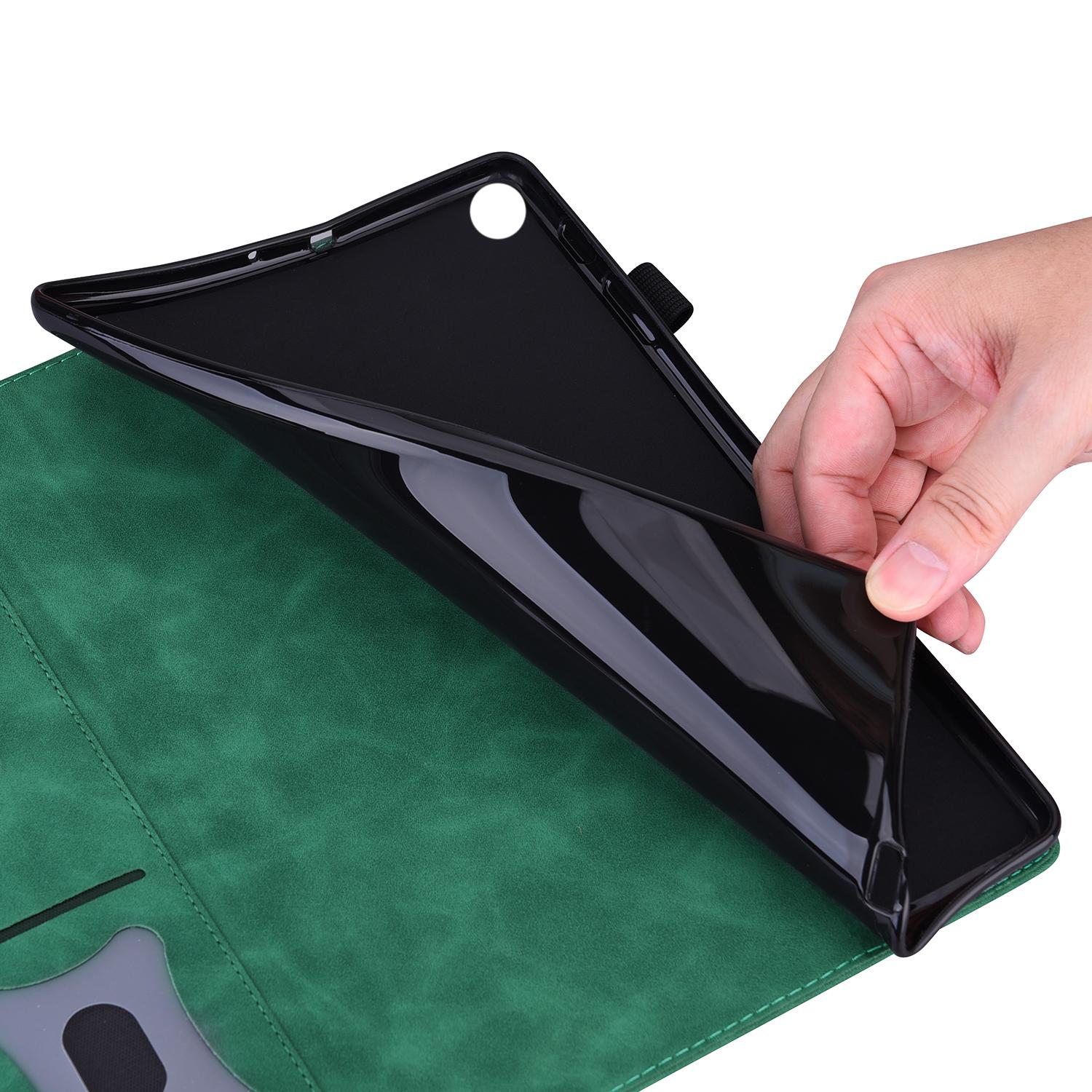 Husa tableta pentru Lenovo Tab K10C / E10C, din piele cu TPU, design flip orizontal rezistent la socuri, Verde