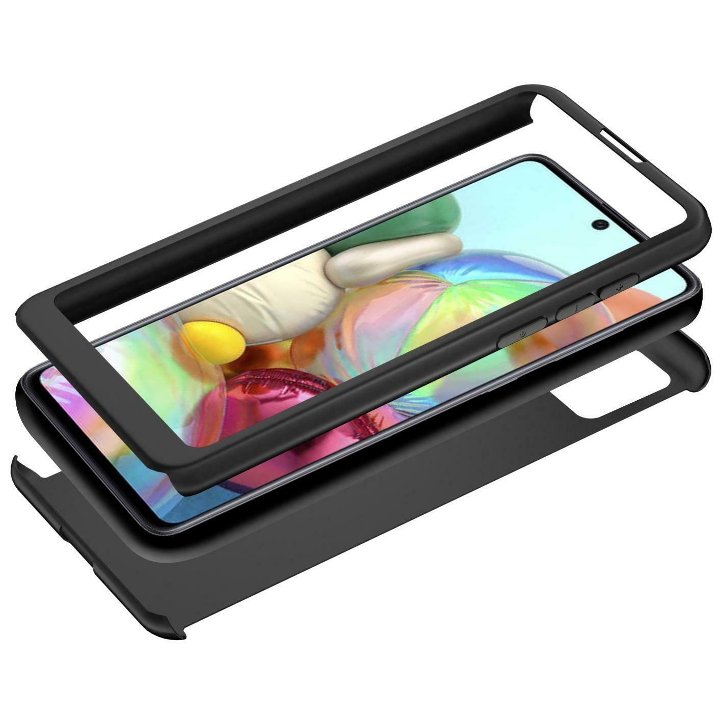Husa Full Cover 360° (fata + spate + folie sticla) pentru Samsung Galaxy A51, Negru