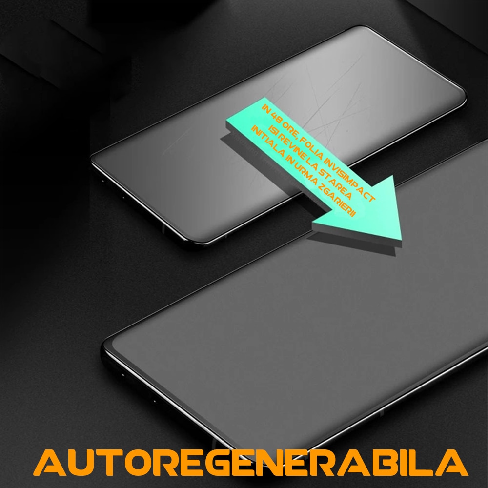 Folie InvisImpact compatibila cu TCL 20 SE, Polimer siliconic, Adeziv premium, Montare usoara, Fara lichid, Regenerabila, Full Glue, Compatibila cu senzorul de amprenta, Full Face