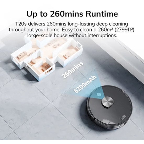 Robot aspirator Corenia QRE-4331296, baza cu golire automata, 5000 Pa, sac 3,5 L, autonomie 260 min, rezervor apa 200 ml cu functie mop, Wi‑Fi, compatibil Alexa/Google, gri inchis