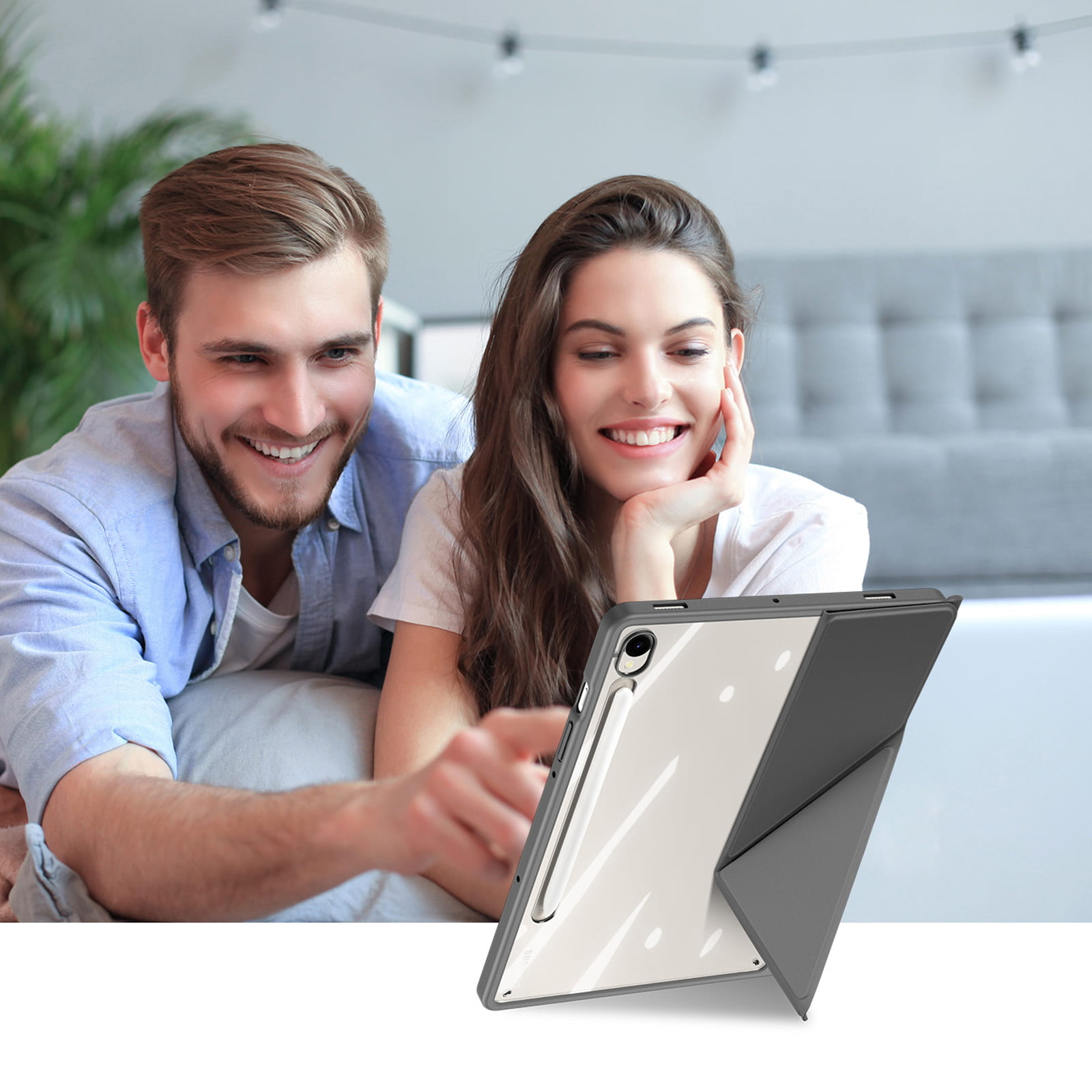Husa tableta Dux Ducis Magi pentru Samsung Galaxy Tab S10 FE / S9 FE / S9, gri transparent