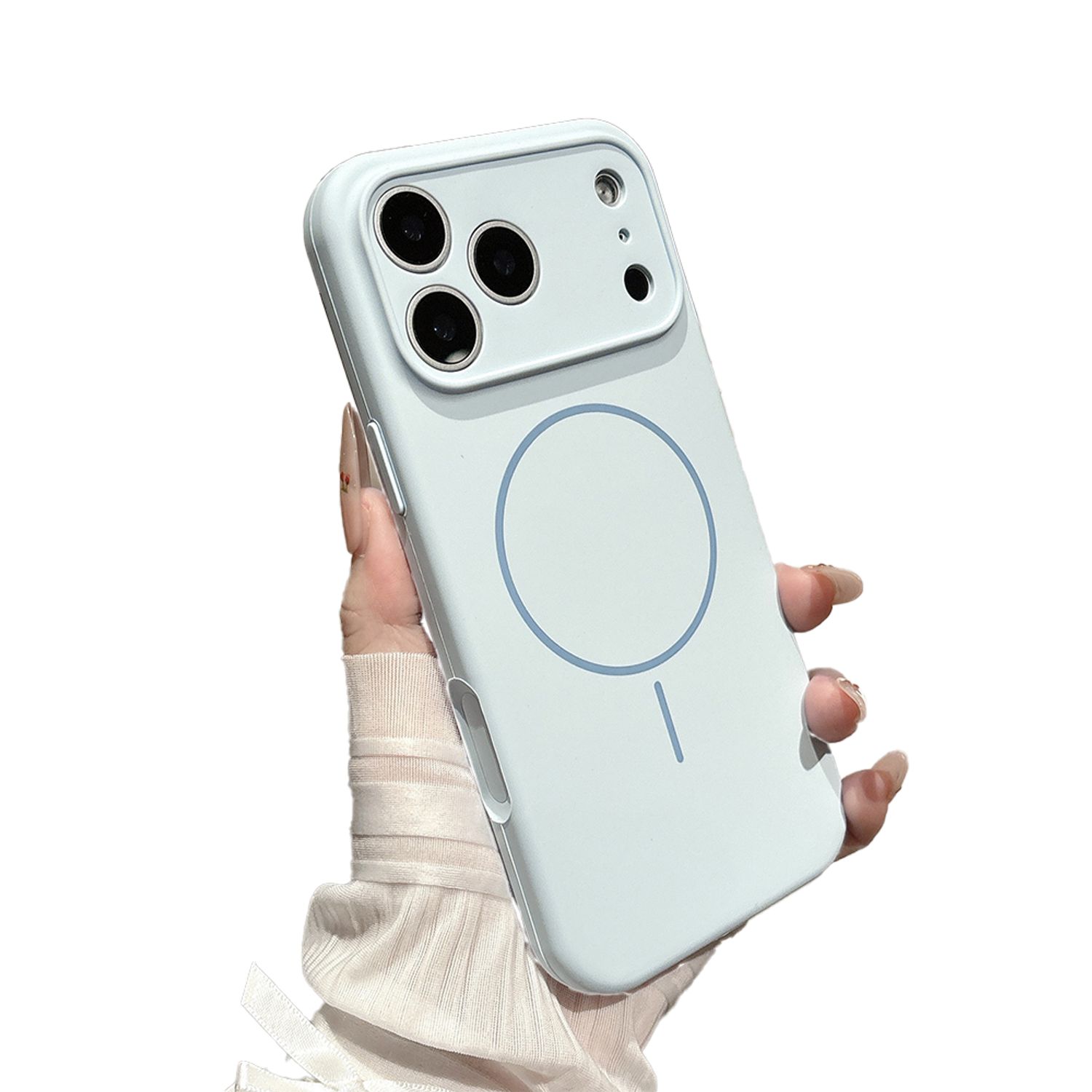 Husa de protectie, pentru Apple iPhone 17 Pro Max / iPhone 18 Pro Max, Silicone Case, MagSafe, Calitate Premium, Interior din microfibra, Albastru deschis