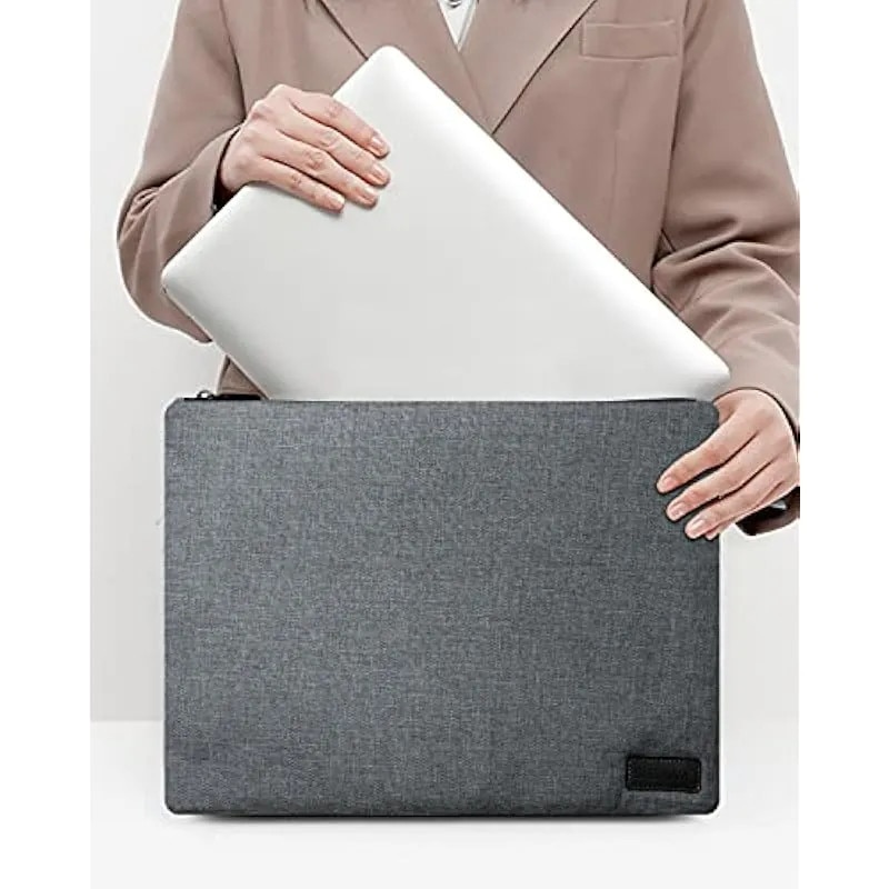 Husa laptop 16 inch, minimalista, rezistenta la apa, gri, 16x24x2cm