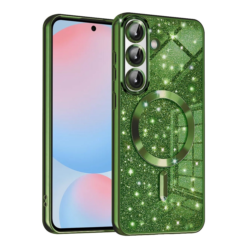 Husa pentru Samsung Galaxy A56 cu MagSafe Sparkle Glare Detachable Layer cu protectie lentile - Verde