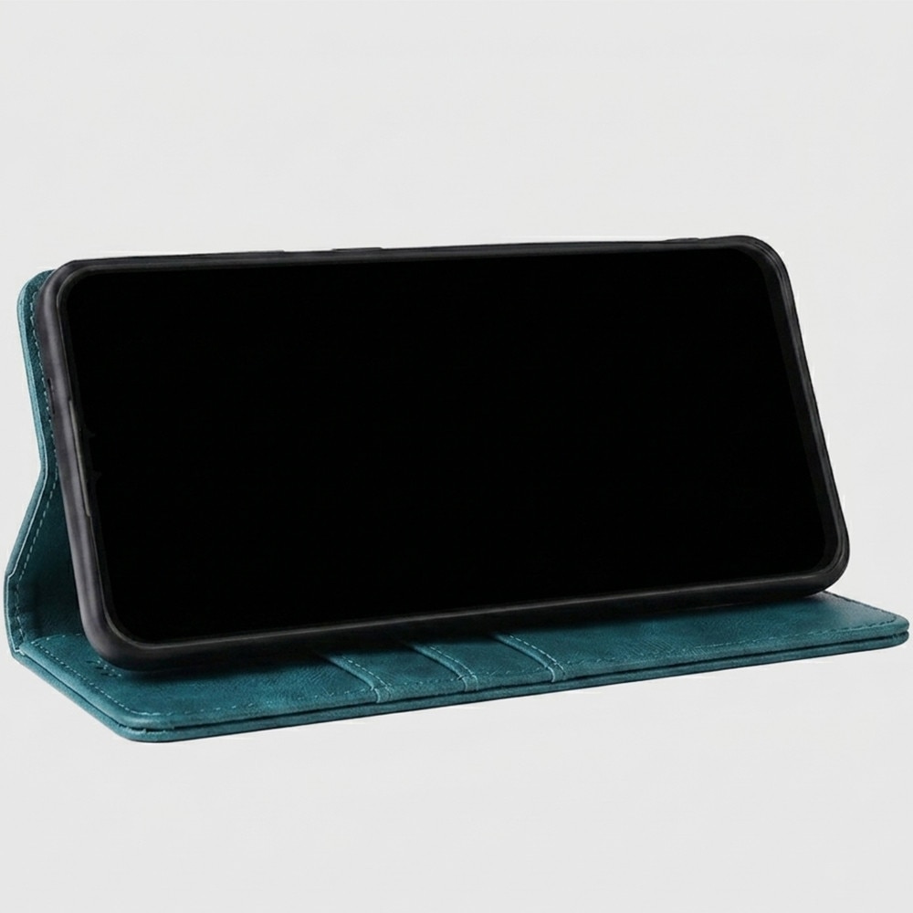 Husa pentru Samsung Galaxy A55, Piele ecologica PU Leather Book, 4 buzunare, Inchidere magnetica, Functie stand / suport, Decupaj difuzor apeluri, Acoperire completa 360 de grade, Protectie fata-spate, Tip carte, Verde