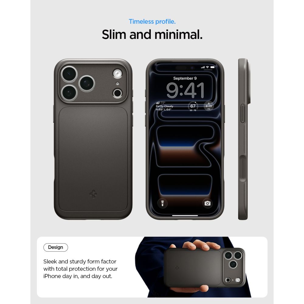 Husa Spigen Thin Fit Mag cu MagSafe compatibila cu iPhone 18 Pro / 17 Pro, Gunmetal