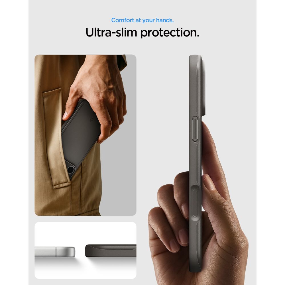 Husa Spigen Thin Fit Mag cu MagSafe compatibila cu iPhone 18 Pro / 17 Pro, Gunmetal