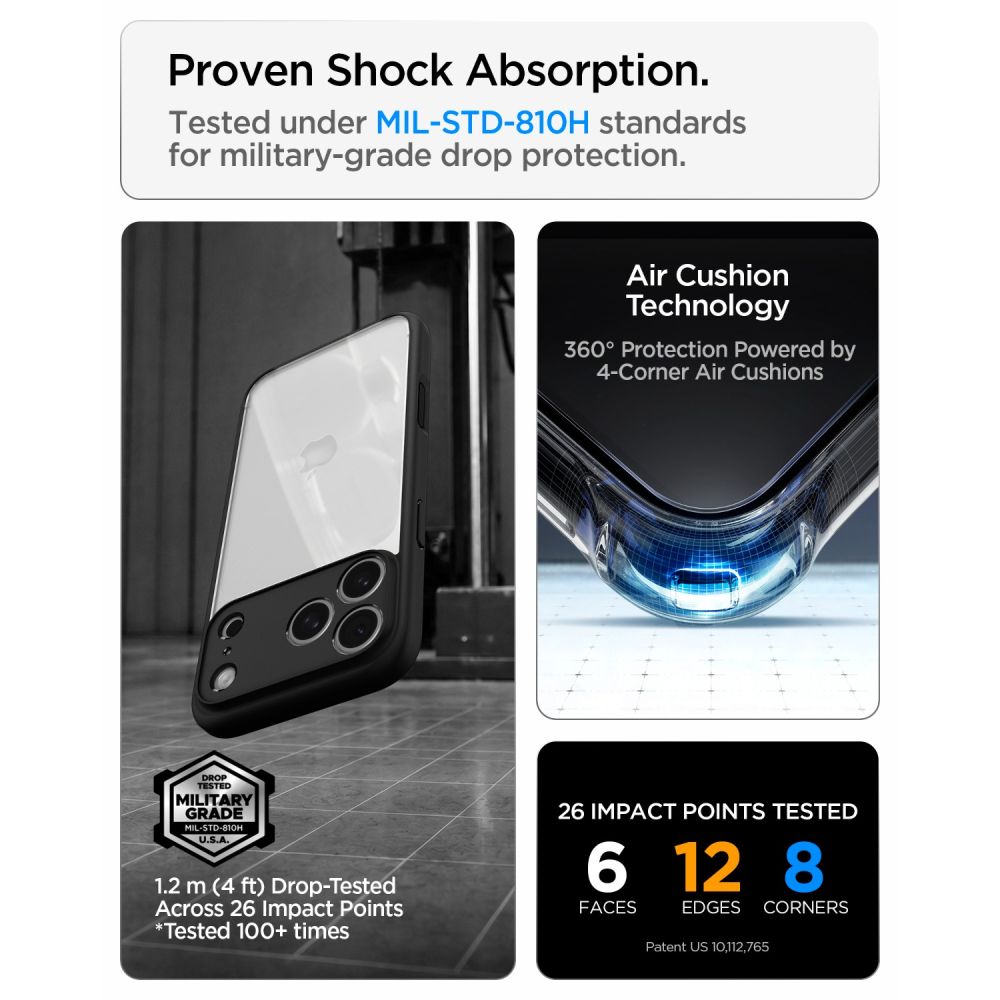 Husa Spigen Ultra Hybrid compatibila cu iPhone 18 Pro / 17 Pro, Negru