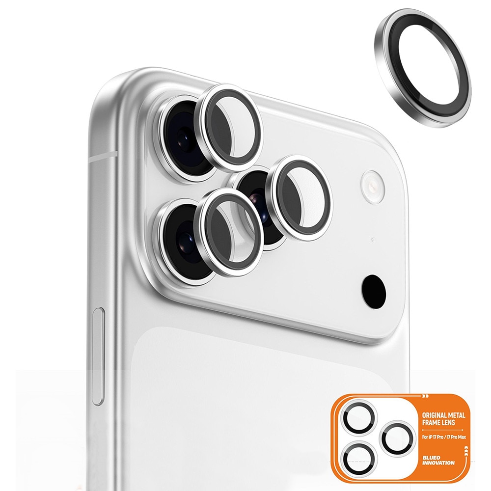 Folie pentru iPhone 17 Pro / iPhone 17 Pro Max - Blueo Original Metal Frame Lens Glass - Silver
