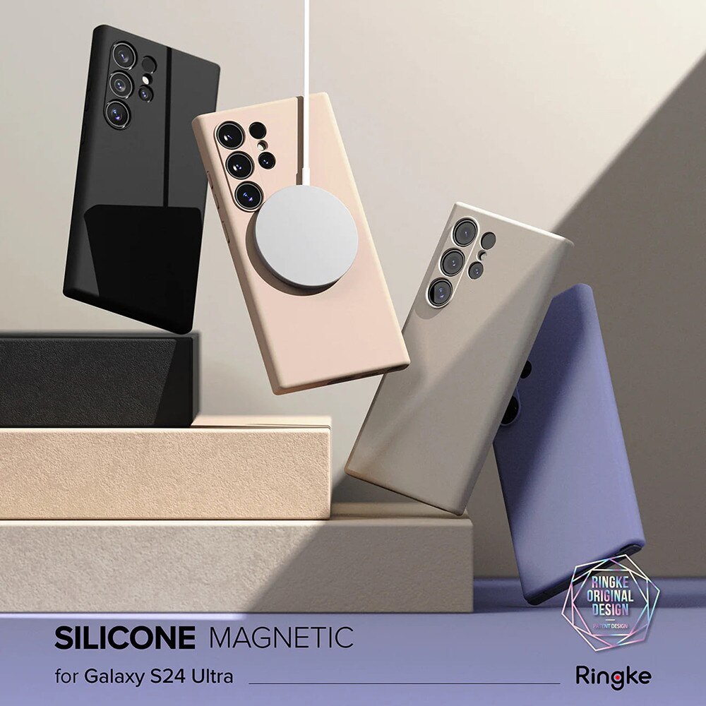 Husa Telefon Ringke, Silicone Magnetic MagSafe, compatibil cu Samsung Galaxy S24 Ultra, roz
