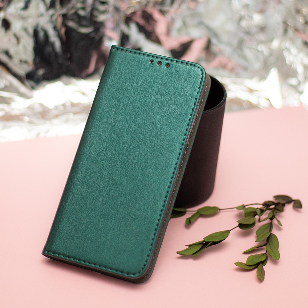 Husa PU Leather Smart Book, G-Tech, compatibila cu Motorola Moto G67 5G/ Moto G77 5G, functie stand, acoperire completa, Verde Inchis