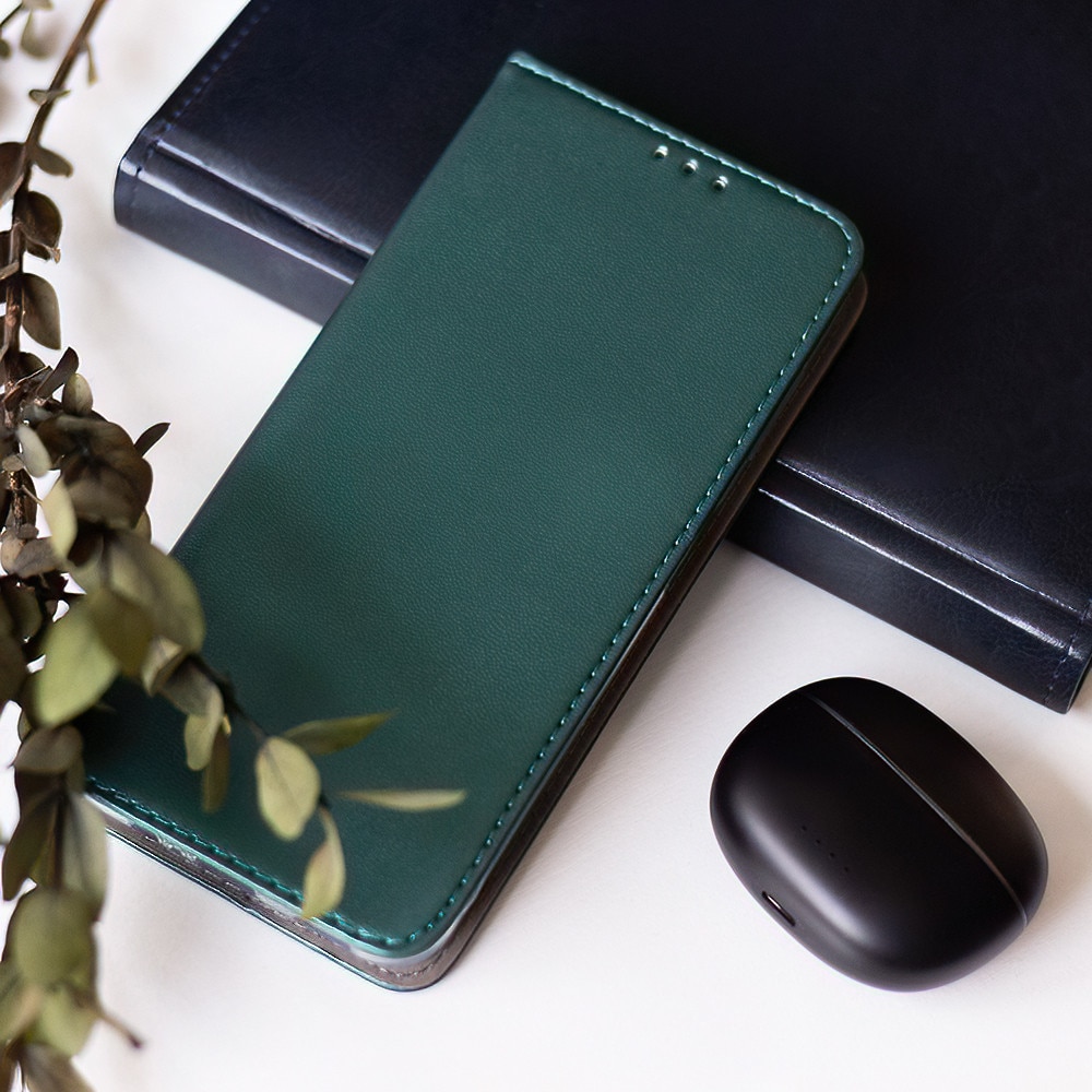 Husa PU Leather Smart Book, G-Tech, compatibila cu Motorola Moto G67 5G/ Moto G77 5G, functie stand, acoperire completa, Verde Inchis