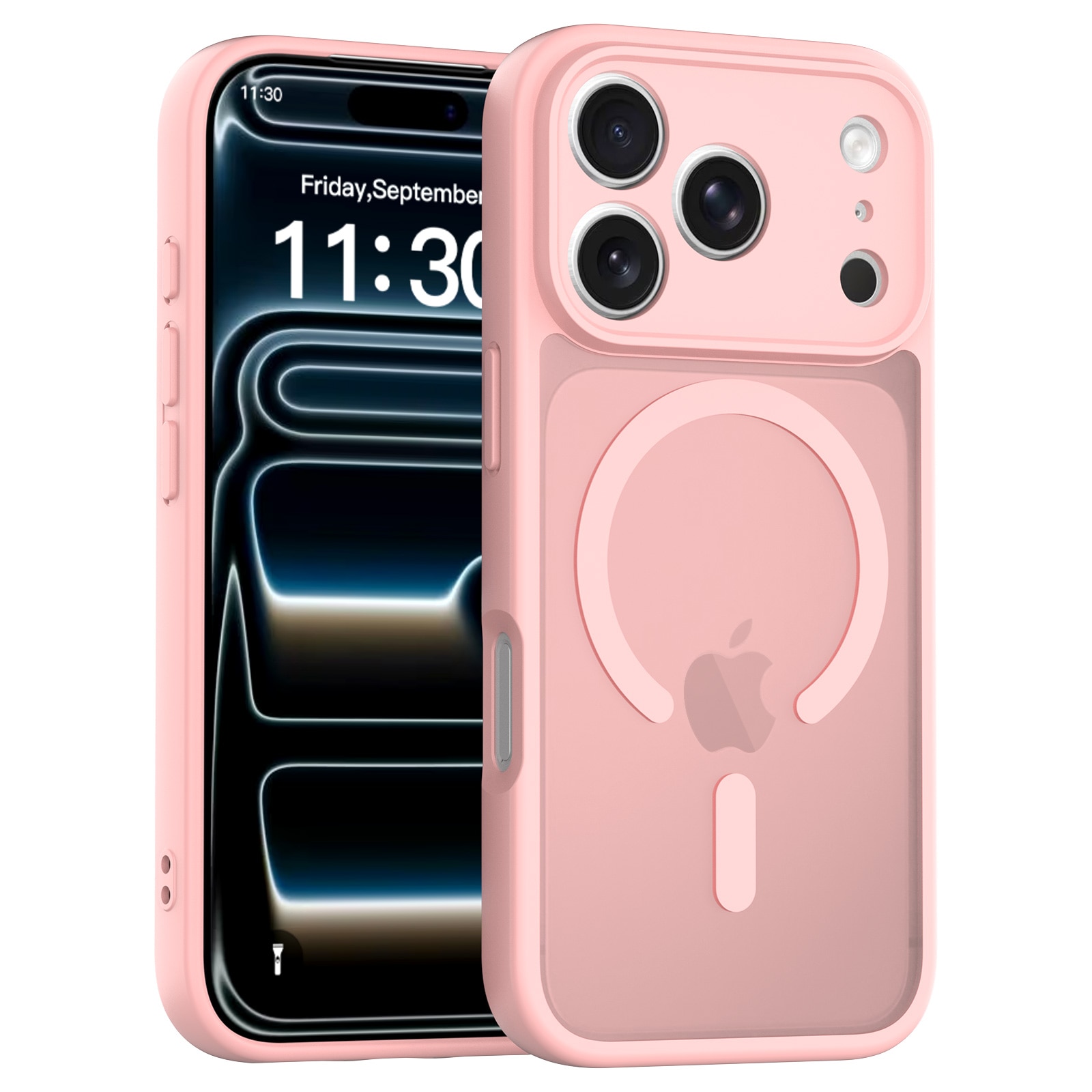 Husa de protectie pentru iPhone 17 Pro / iPhone 18 Pro, Omelivon, MagSafe, Protectie completa, Anti-Soc, Decupaje Precise, Incarcare Wireless, Roz deschis