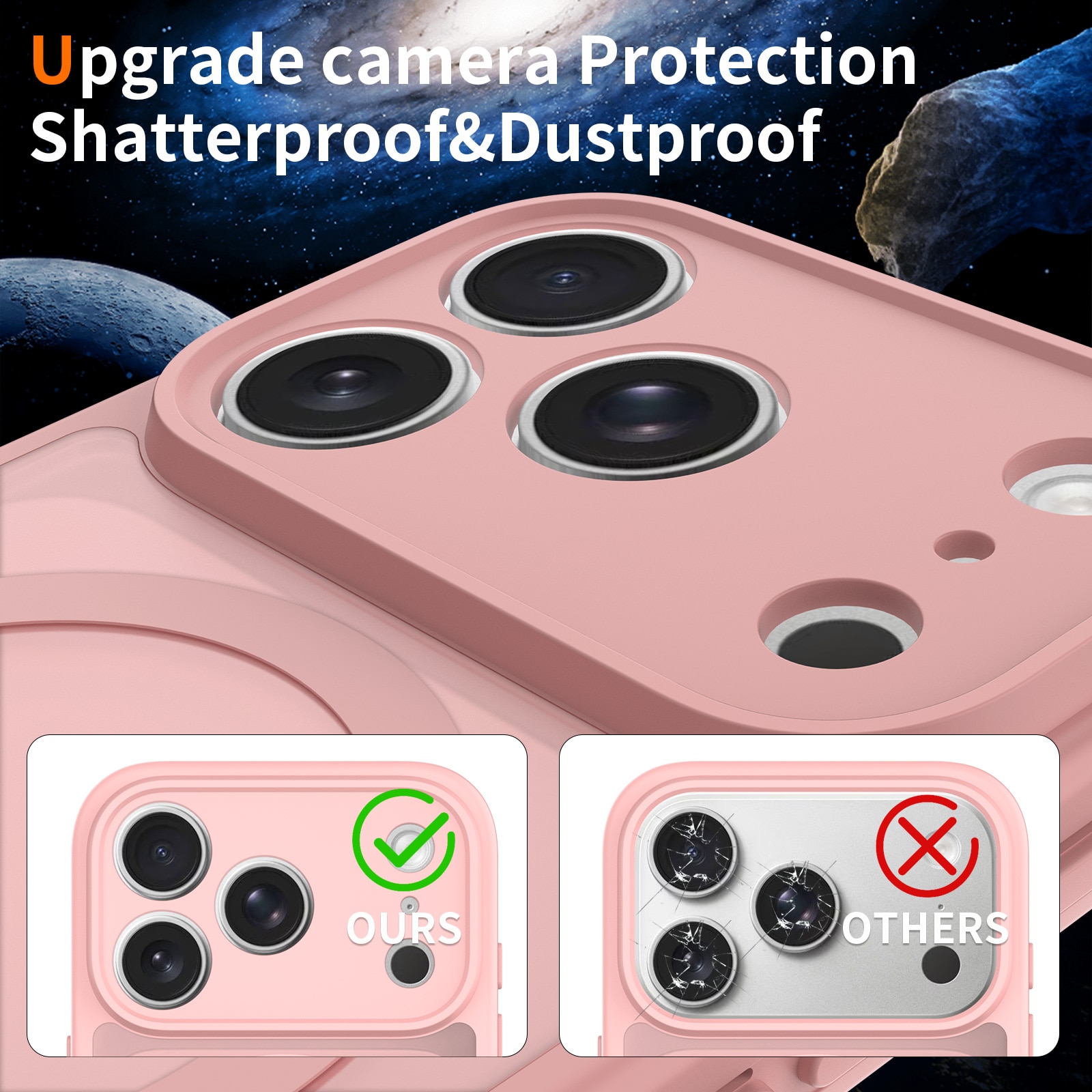 Husa de protectie pentru iPhone 17 Pro / iPhone 18 Pro, Omelivon, MagSafe, Protectie completa, Anti-Soc, Decupaje Precise, Incarcare Wireless, Roz deschis