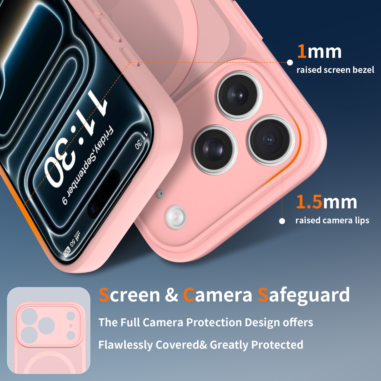 Husa de protectie pentru iPhone 17 Pro / iPhone 18 Pro, Omelivon, MagSafe, Protectie completa, Anti-Soc, Decupaje Precise, Incarcare Wireless, Roz deschis