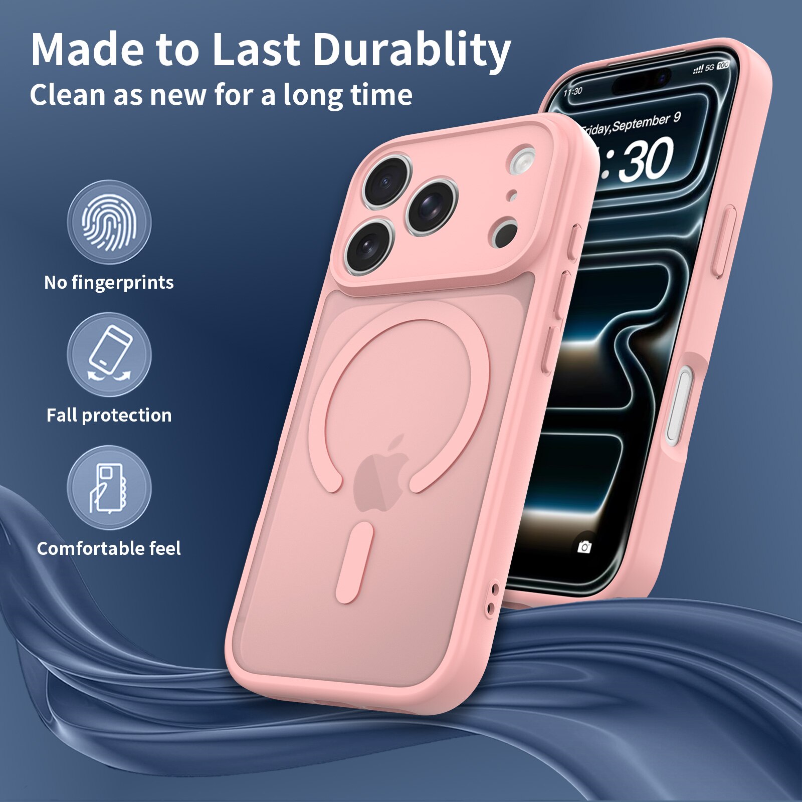 Husa de protectie pentru iPhone 17 Pro / iPhone 18 Pro, Omelivon, MagSafe, Protectie completa, Anti-Soc, Decupaje Precise, Incarcare Wireless, Roz deschis