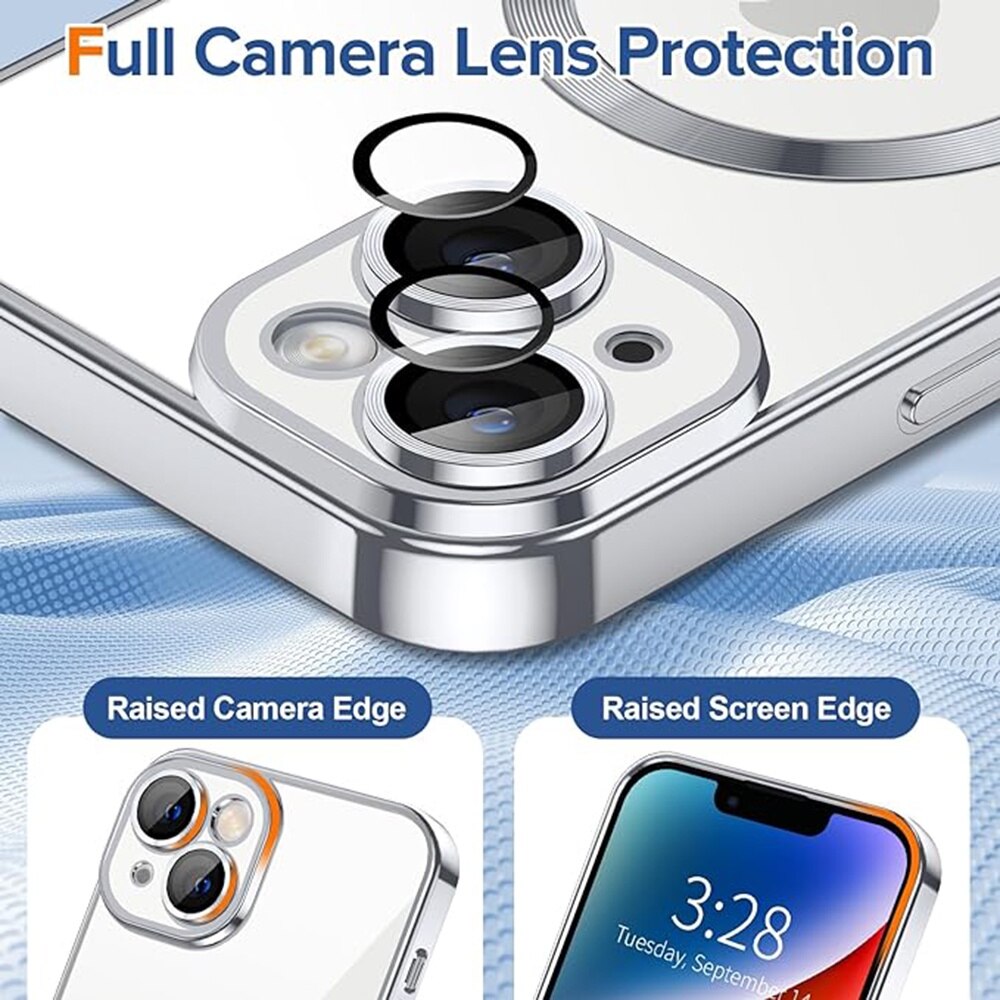 Husa pentru iPhone 14, Techsuit Luxury Crystal MagSafe, Silver