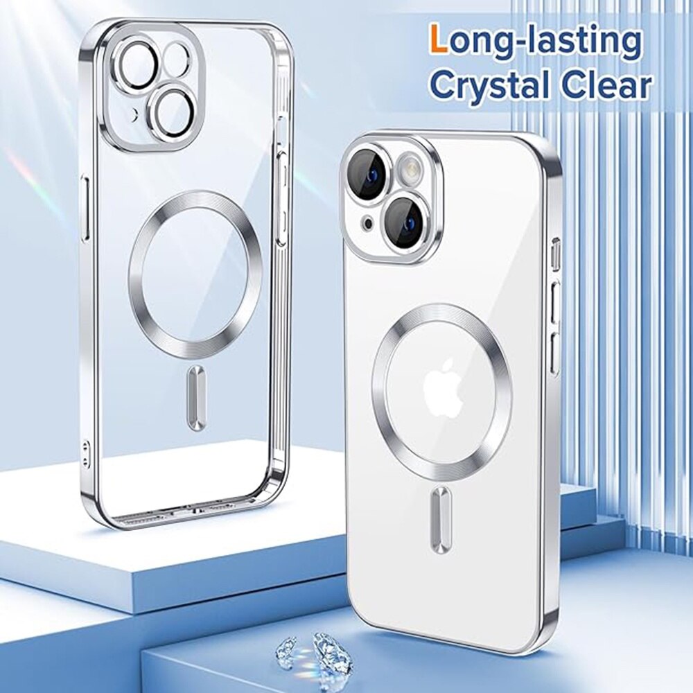Husa pentru iPhone 14, Techsuit Luxury Crystal MagSafe, Silver