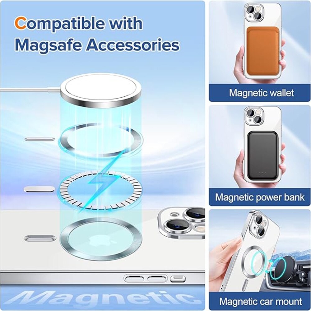 Husa pentru iPhone 14, Techsuit Luxury Crystal MagSafe, Silver