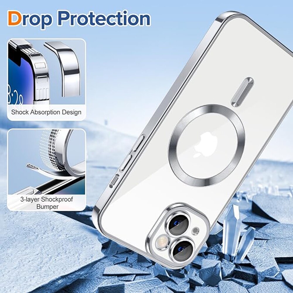 Husa pentru iPhone 14, Techsuit Luxury Crystal MagSafe, Silver
