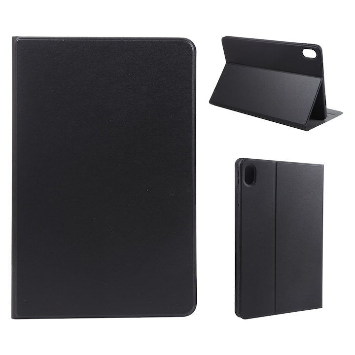 Husa tableta pentru Huawei MatePad 11 2023, textura elastica, piele tip carte, cu suport, inchidere magnetica, Negru