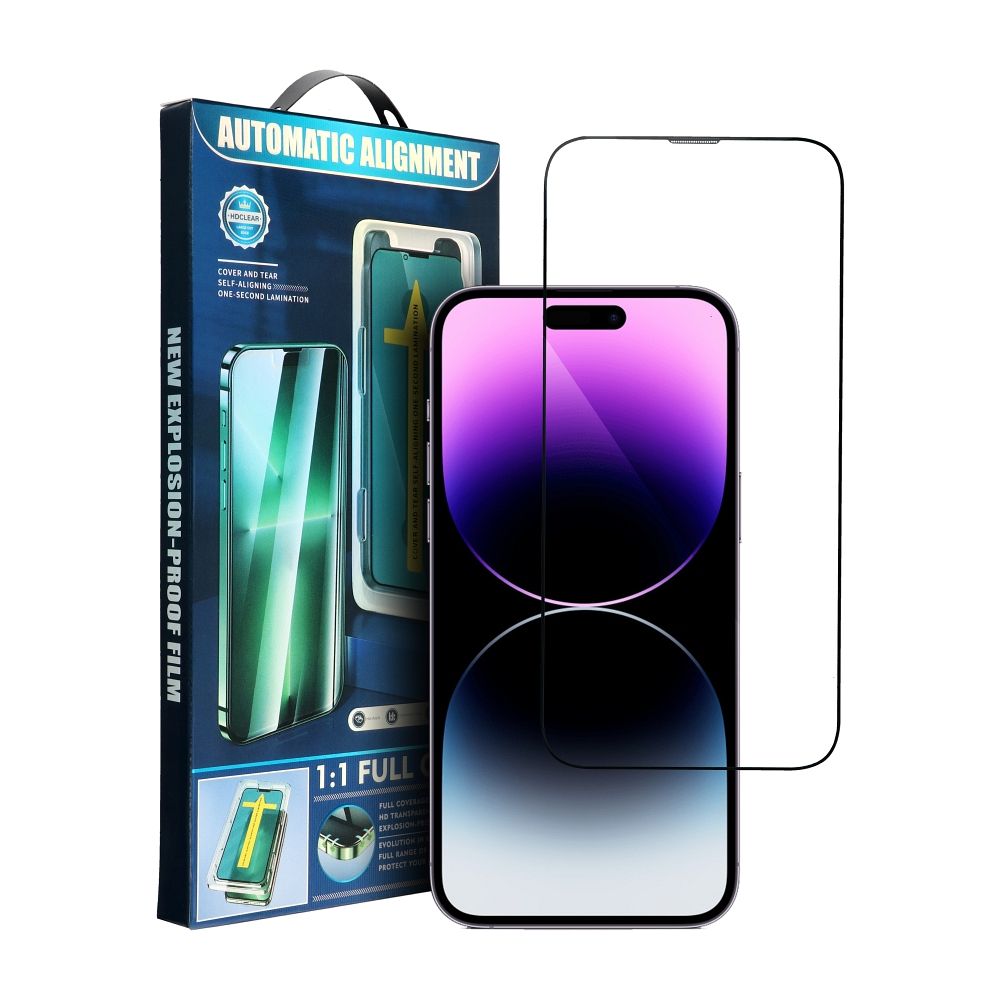 Folie sticla PremiumCell compatibil cu iPhone 14 Pro, instalare usoara si rapida cu dispozitiv de potrivire automata in 30 sec cu instalare usoara, protectie telefon