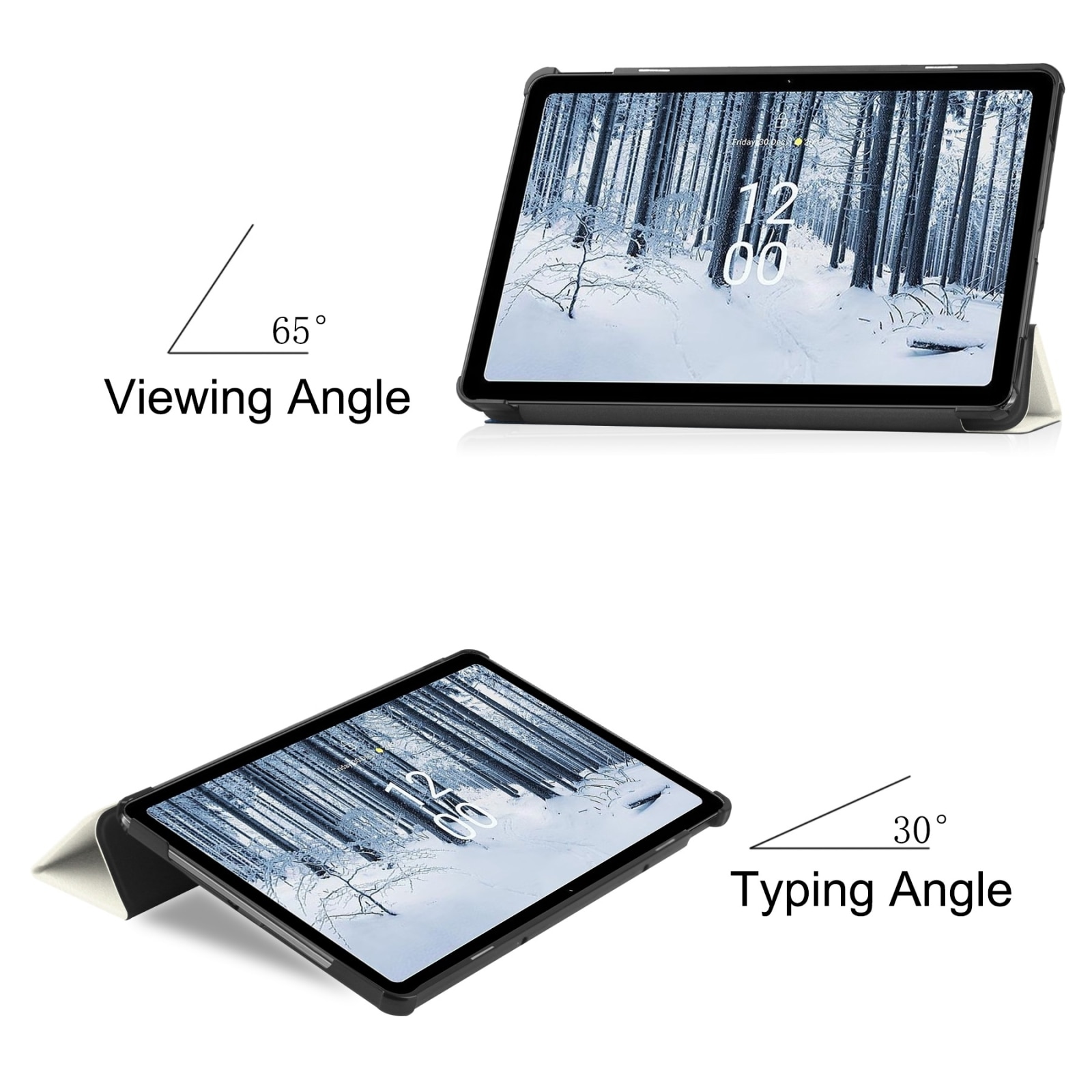Husa tableta pentru Nokia T21, piele cu design pictat, tip carte cu suport, inchidere magnetica, acces complet la porturi, design pisica lenesa