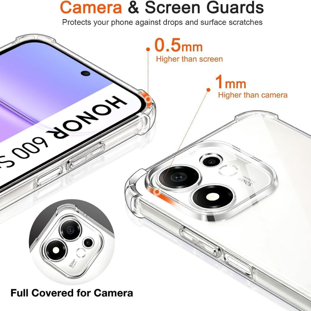 Husa Silicon Antisoc G-Tech Liquid, Compatibil cu Honor 600 Smart 5G, Slim, din silicon high tech, Protectie la Camera, Transparent