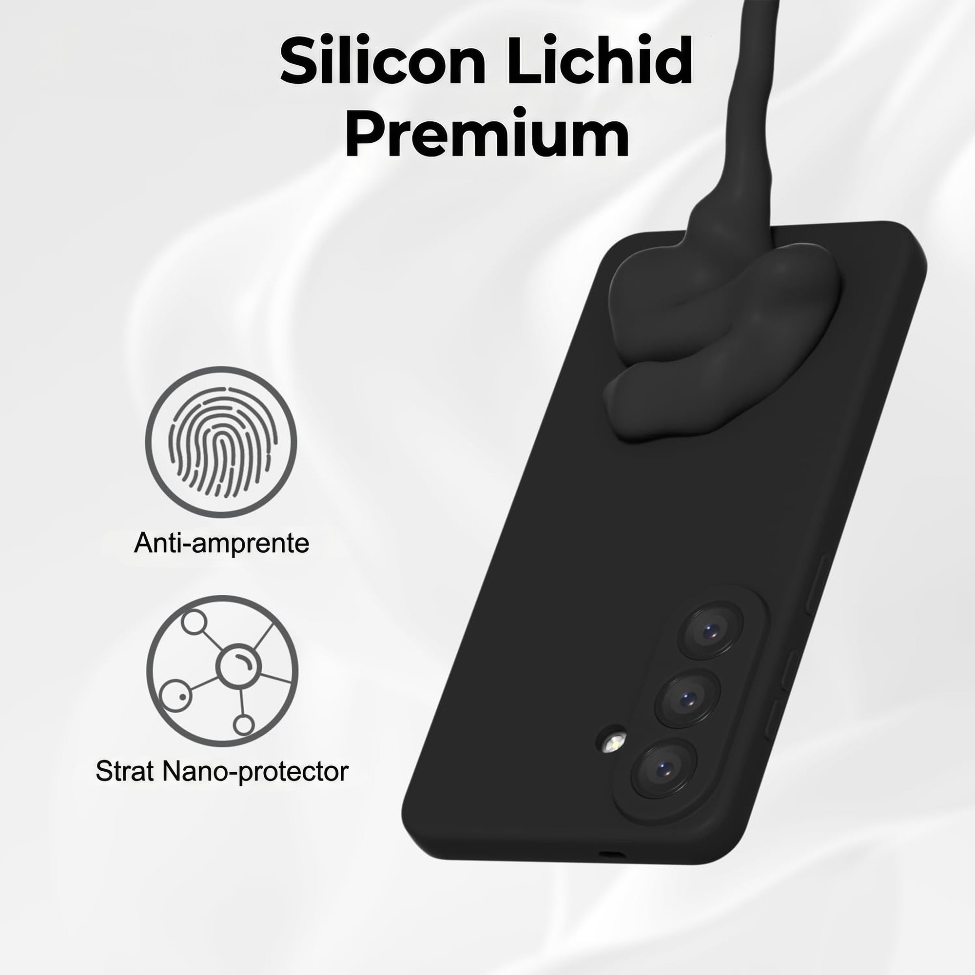 Husa pentru Samsung Galaxy S26 FE Daden® Silicon, Ultra Slim, Protectie sporita, Antisoc, Calitate Premium, Interior de microfibra, Negru