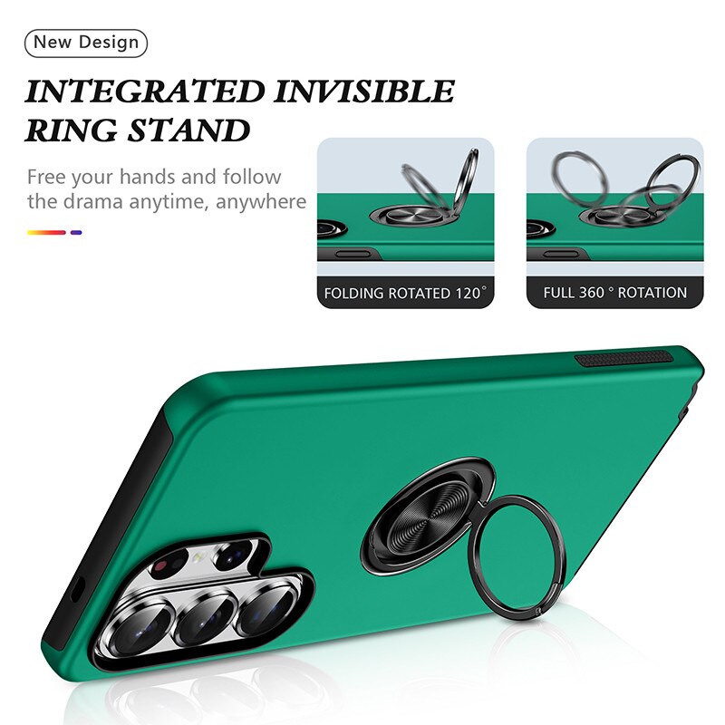 Husă Subțire Magnetică cu Inel, Rezistentă Antiglonț, Verde închis, pentru Samsung Galaxy S26 Ultra
