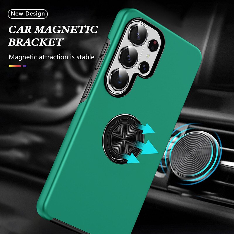 Husă Subțire Magnetică cu Inel, Rezistentă Antiglonț, Verde închis, pentru Samsung Galaxy S26 Ultra
