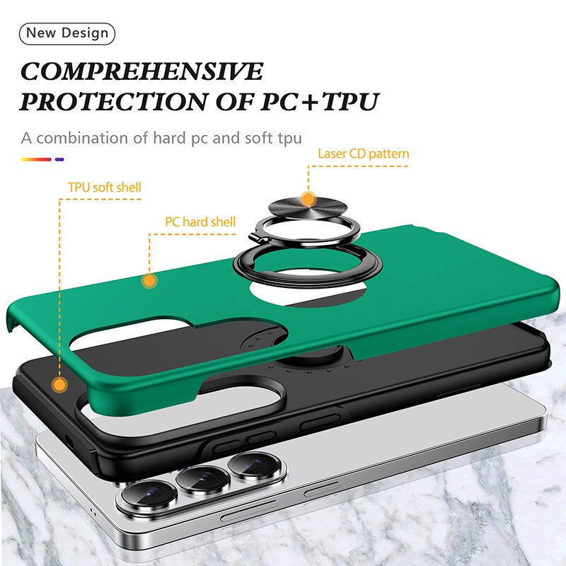 Husă Subțire Magnetică cu Inel, Rezistentă Antiglonț, Verde închis, pentru Samsung Galaxy S26 Ultra