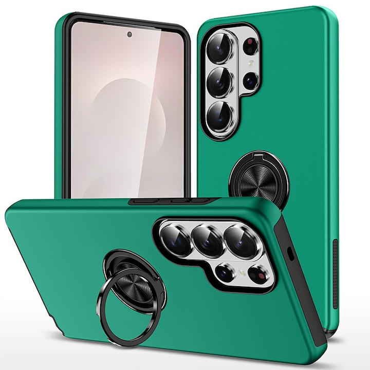 Husă Subțire Magnetică cu Inel, Rezistentă Antiglonț, Verde închis, pentru Samsung Galaxy S26 Ultra