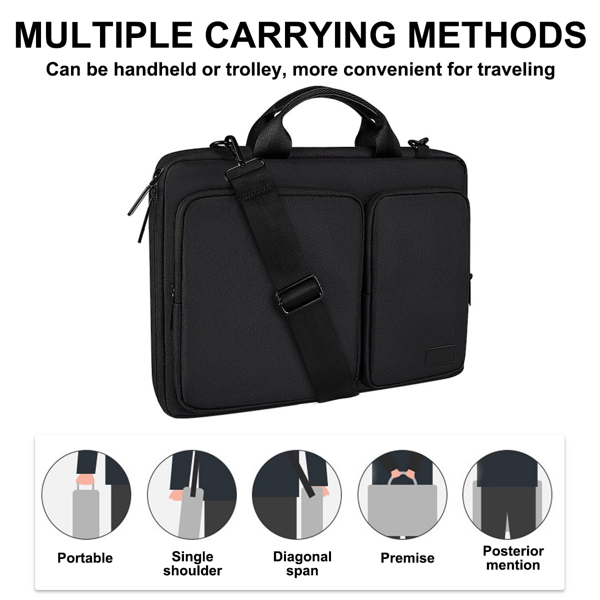 Geanta laptop HERUSI, poliester, rezistenta la apa, gri negru roz, 37.5x27x3.5cm