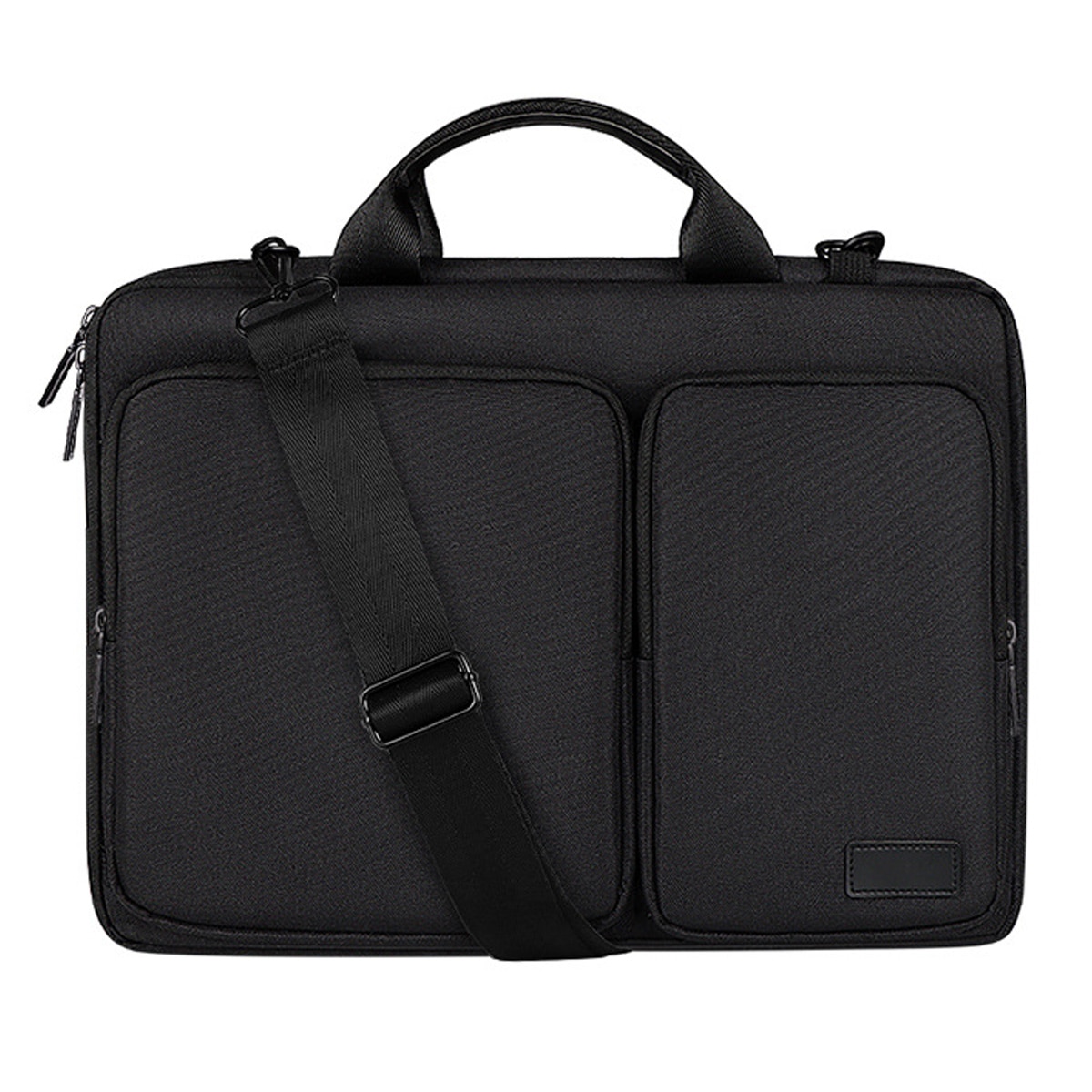 Geanta laptop HERUSI, poliester, rezistenta la apa, gri negru roz, 37.5x27x3.5cm