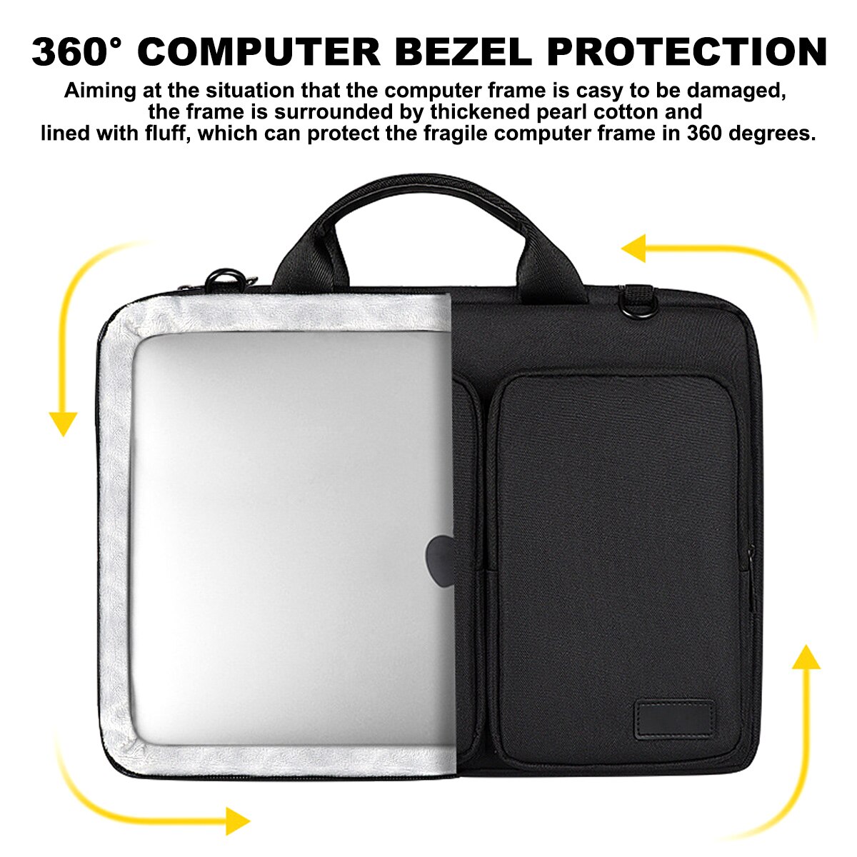 Geanta laptop HERUSI, poliester, rezistenta la apa, gri negru roz, 37.5x27x3.5cm