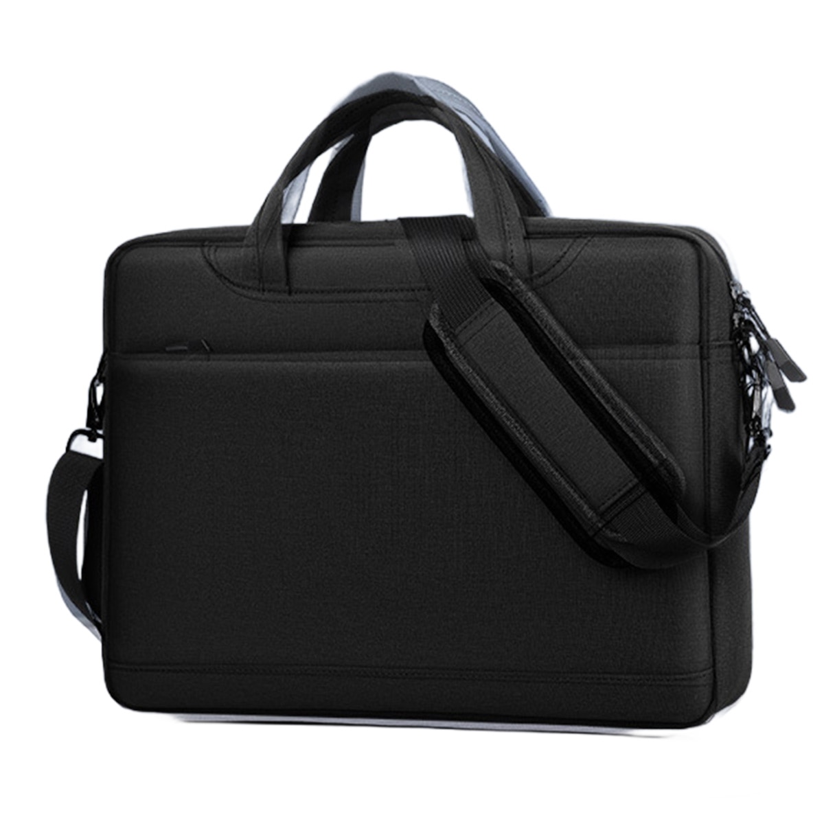 Geanta laptop Herusi multifunctionala, rezistenta la apa, gri-negru-albastru-roz, 37x27x7 cm