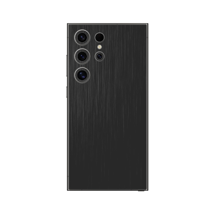 Folie iSkinz pentru Samsung Galaxy S24 Ultra - Brushed Negru, 360 Cut, Skin Adeziv, Protectie Carcasa Spate si Laterale
