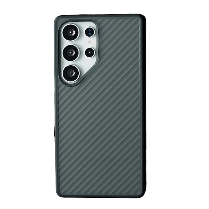 Carcasa protectie TREXORA, neagra, material policarbonat, design cu ondulatii, anti-alunecare, pentru Samsung Galaxy S25 Ultra